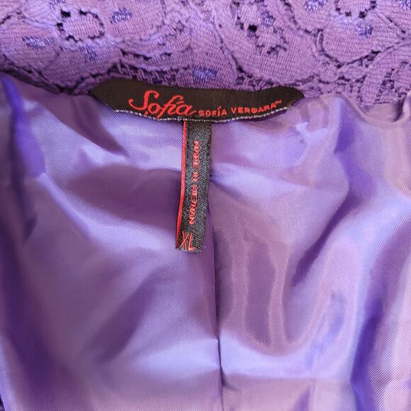 Sofia Vergara Women's Blazer XL Purple Lace Light Peplum Twee Fairy Cottage Boho - Picture 1 of 16